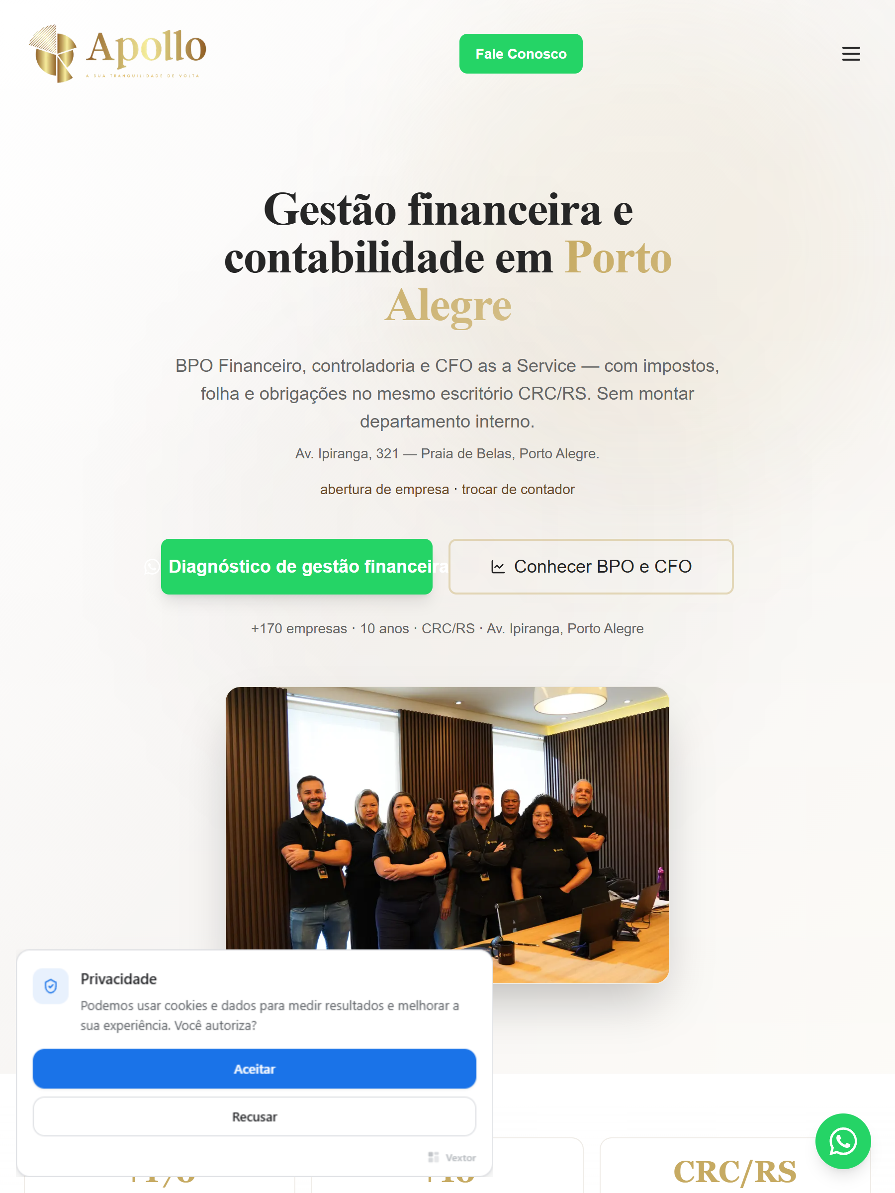Site Apollo Contabilidade — gestão financeira e contabilidade em Porto Alegre