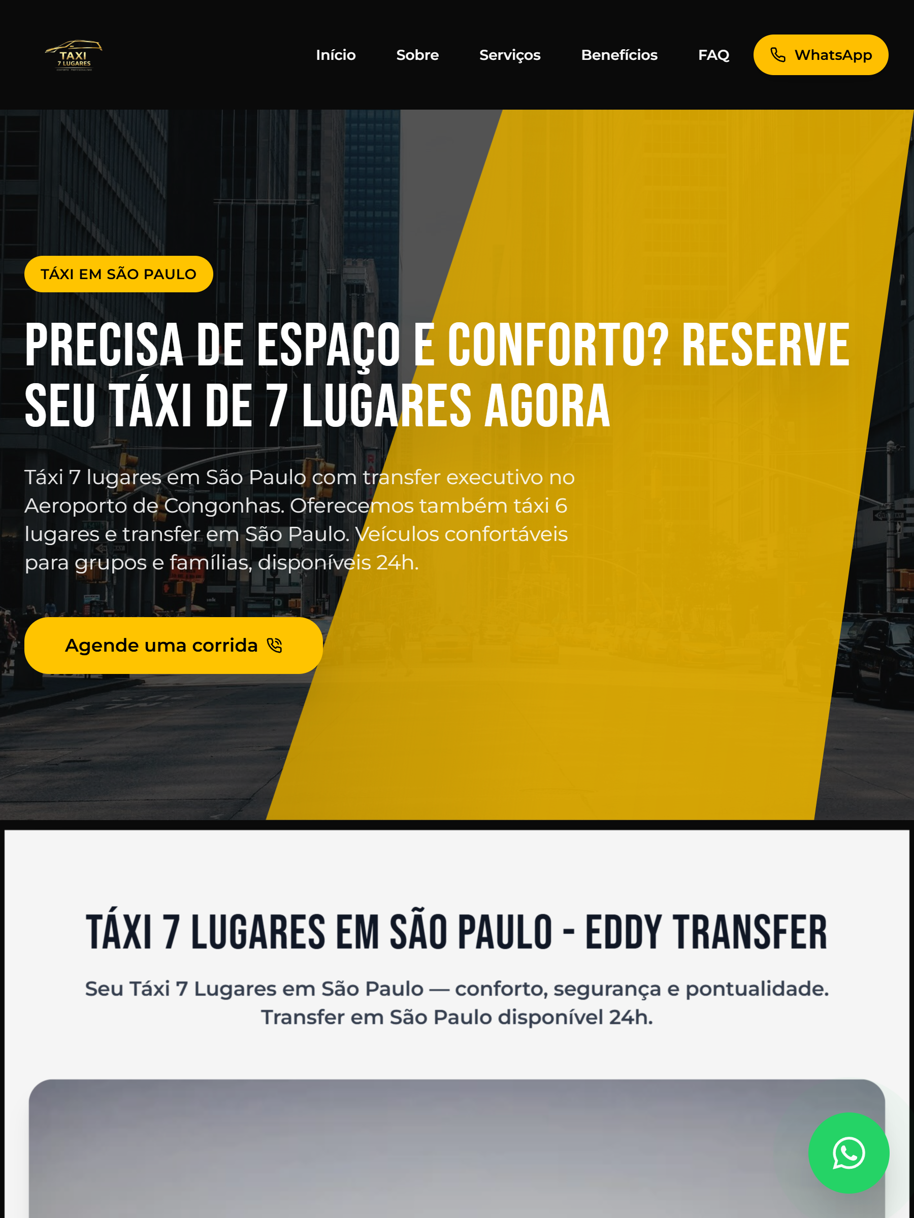 Site Eddy Taxi — táxi 7 lugares e transfer em São Paulo