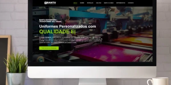 Site para a Bantu Estamparia, especializada em personalização de camisetas e uniformes.